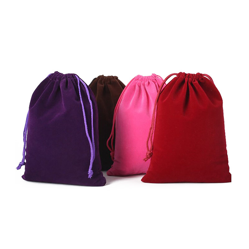 Bolsa de terciopelo de colores con cordón, herramienta de maquillaje de gran capacidad, suave, fácil de llevar, 1 piezas