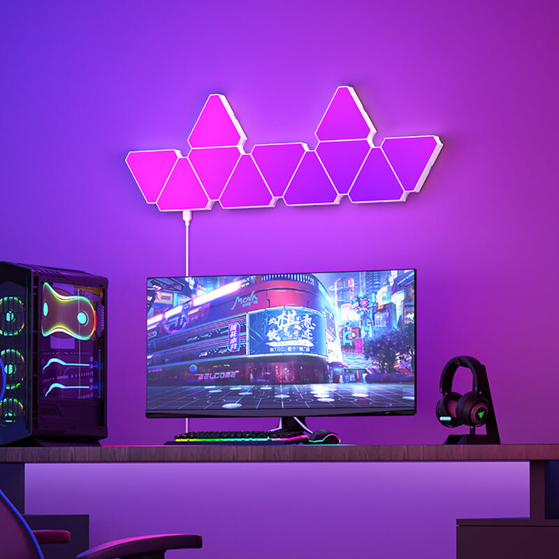 LED dreieckige Quanten lampe RGB Wand lampe Smart Pickup Rhythmus Hintergrund licht für Schlafzimmer Nachtlicht Büro Dekoration