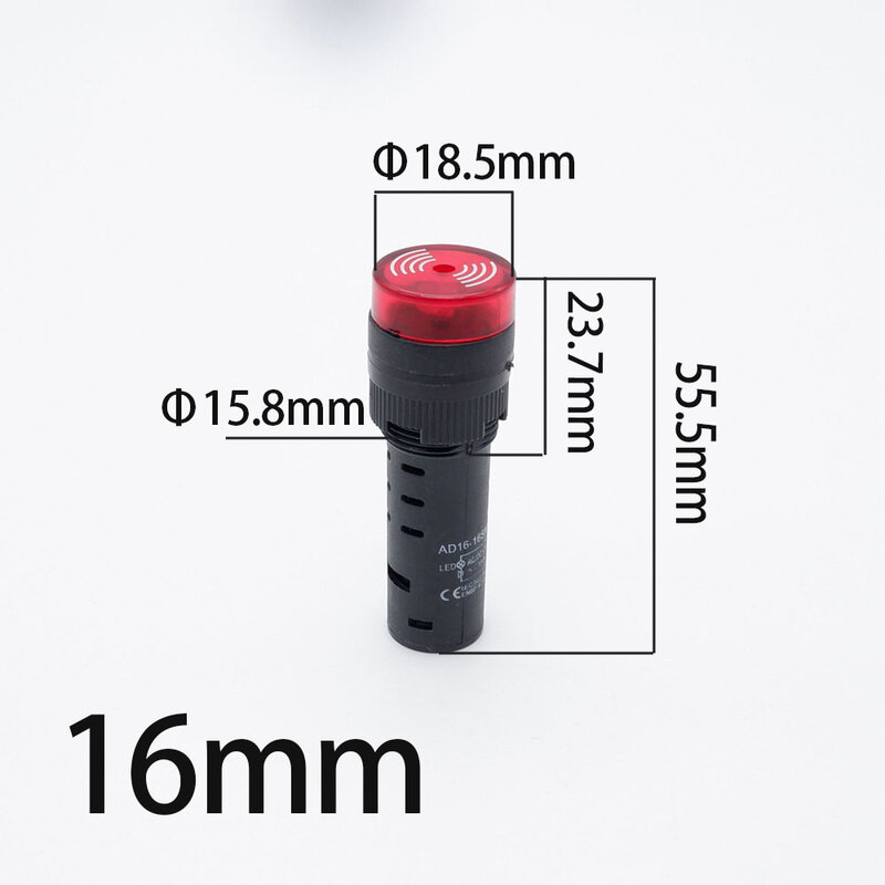 Buzzer 16mm Strobe Buzzer Alarm Indicator Light Sound 12V 24V 220V Warning Light Panel Installation YelloW Red Green AD16-16SM