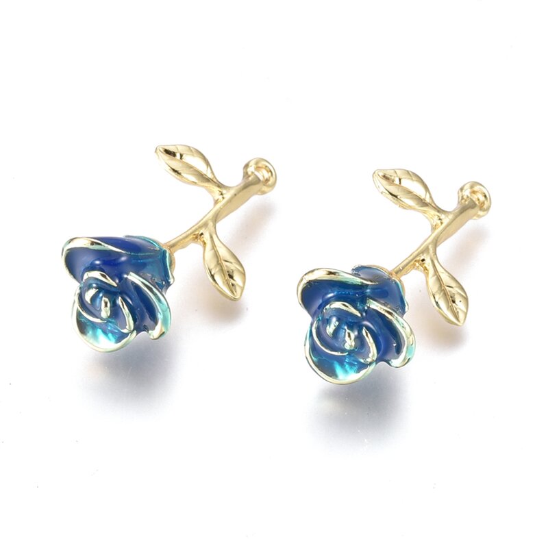 20pcs Rose Flower Charms Alloy Pendants with Enamel Earring Dangle Pendants for Jewelry Making DIY Bracelet Earring Crafts Decor