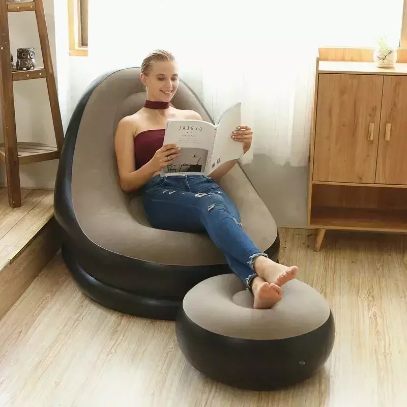 Divano portatile gonfiabile pieghevole Lazy Bean Bag divani sedia Pouf Puff divano Tatami soggiorno poggiapiedi Set letto gonfiabile