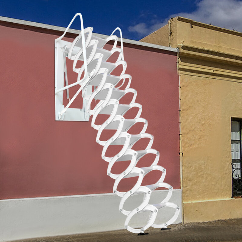 Thuis Wit Aan De Muur Opvouwbare Ladder Loft Trap Zolder Voor Decoratief Huis