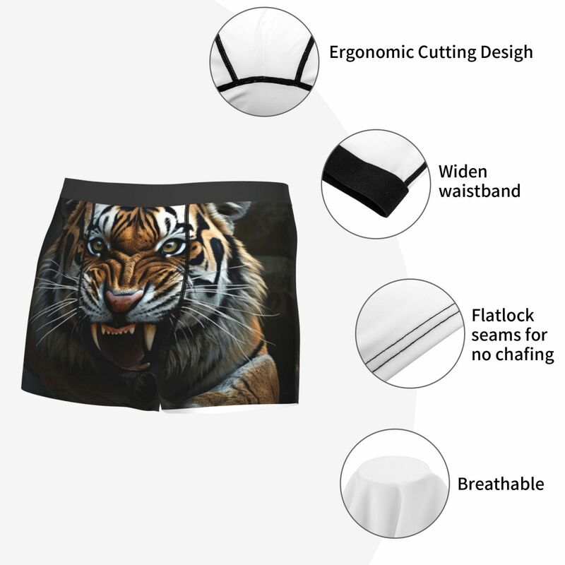 Roar Blue tiger Leopard Design Animal Skin Simulation Underpants Breathbale Panties Men's Underwear Print Shorts Boxer Briefs