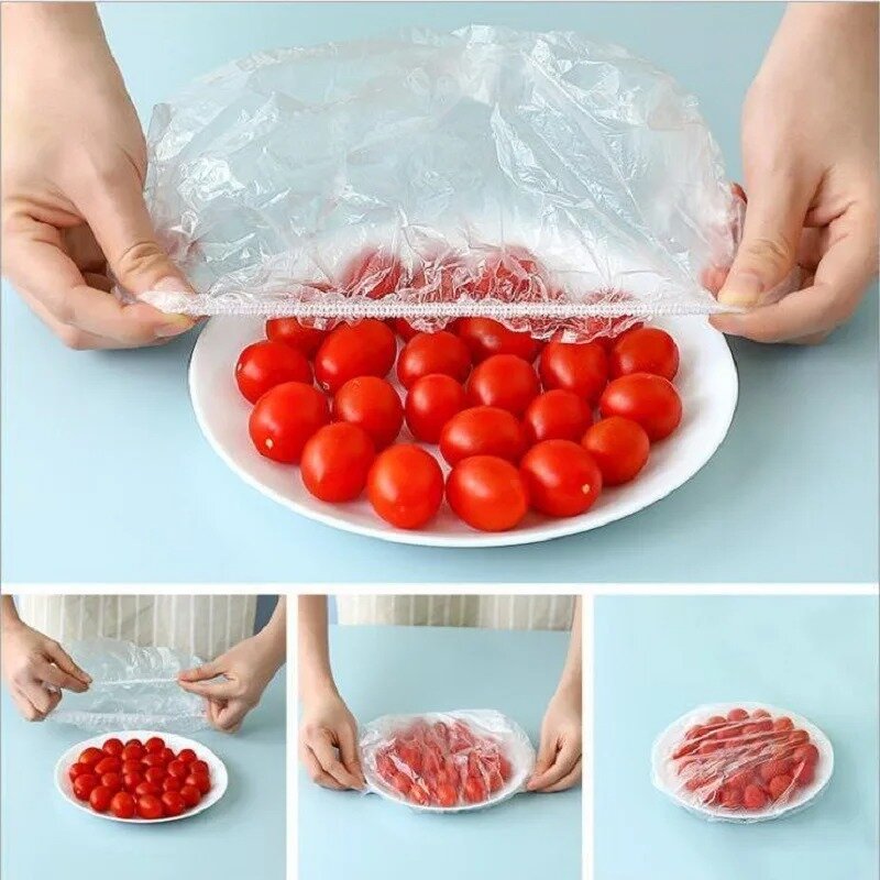 Plastic Disposable Food Cover Colorful Elastic Wrap Food Covers Fresh-keeping Lid Plate Kitchen Nylon Packaging Bags Storage Bag
