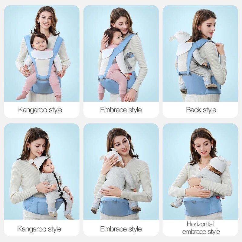 4 Color Multifunctional Baby Carrier Hipseat Backpack Infant Toddler Straps Breathable for Summer Removable Bibs Lightweight