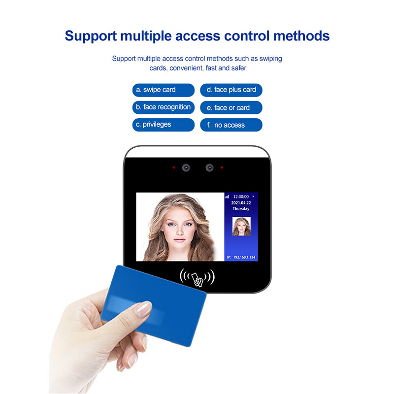 Lector de tarjetas de control de acceso de asistencia de tiempo de reconocimiento facial de alta resolución, productos de control de acceso de puerta