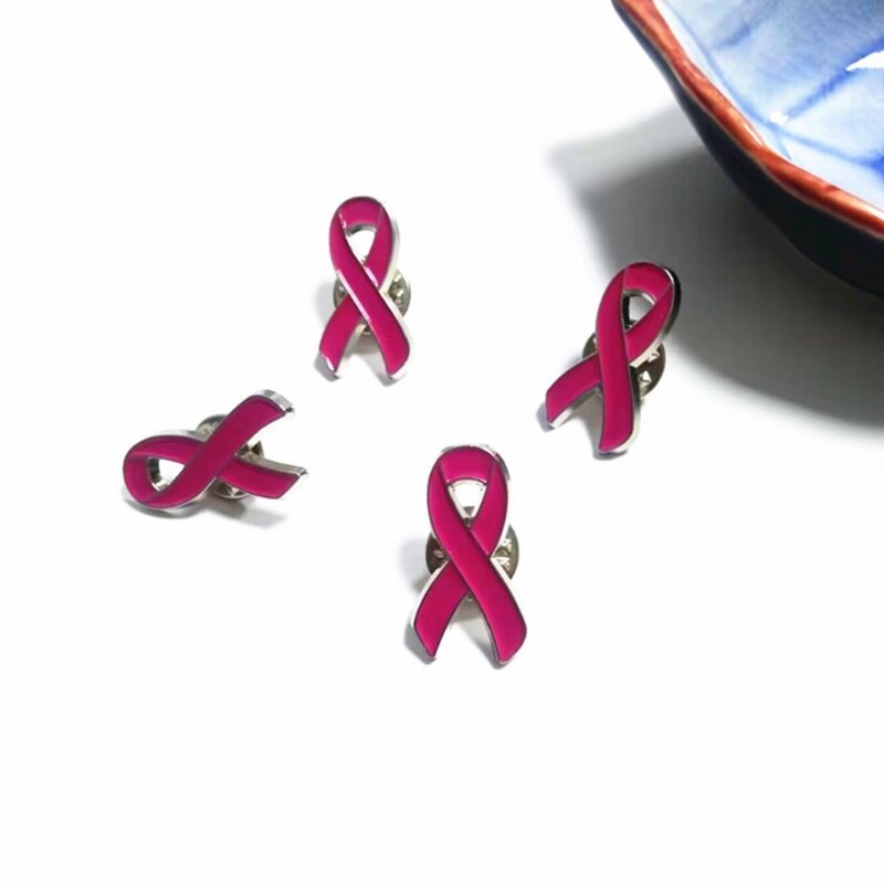 10 Buah Pin Bros Pita Merah Muda Bros Kesadaran Kanker Payudara Merah Muda Bros Pita Merah Muda untuk Dekorasi Pakaian Pria
