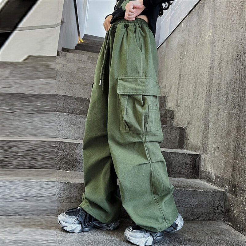 Pantalones cargo para niña, pantalón mediano de estilo coreano, 5 a 15 años, novedad de 2024