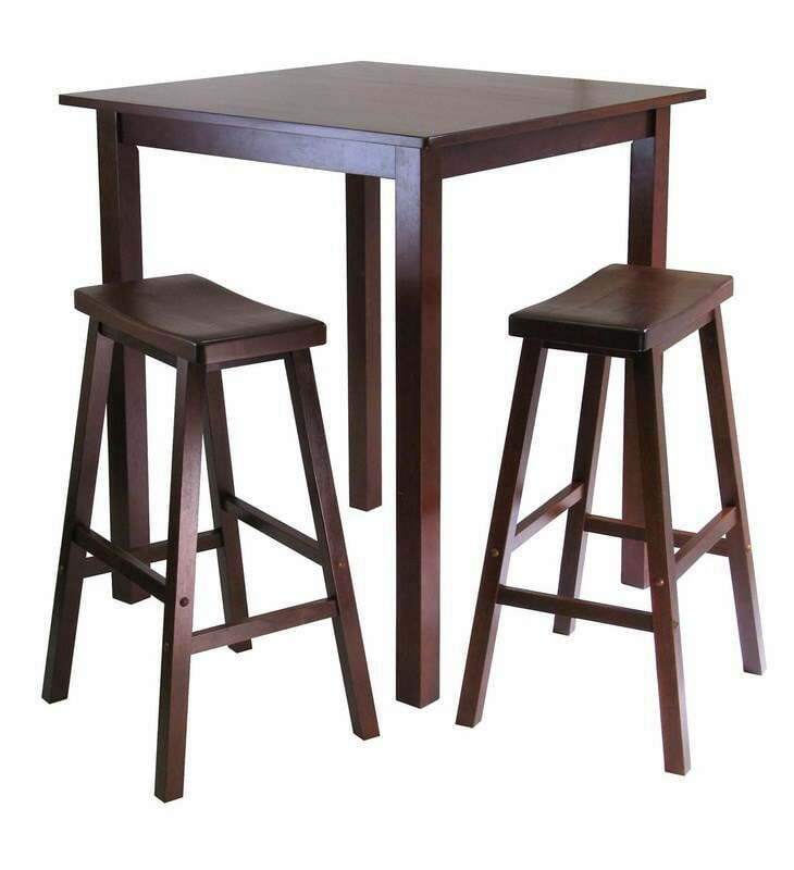 Wood Square High Table Bar Table for Bistro Pub Kitchen, Walnut Finish