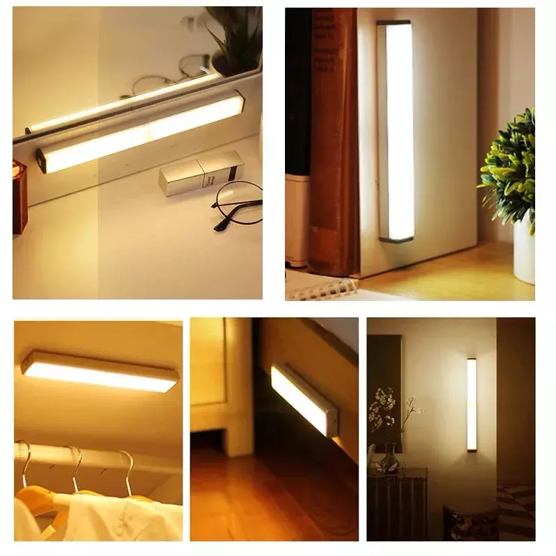 Luz nocturna con Sensor de movimiento, iluminación LED recargable por USB para cocina, armarios, dormitorio, escaleras