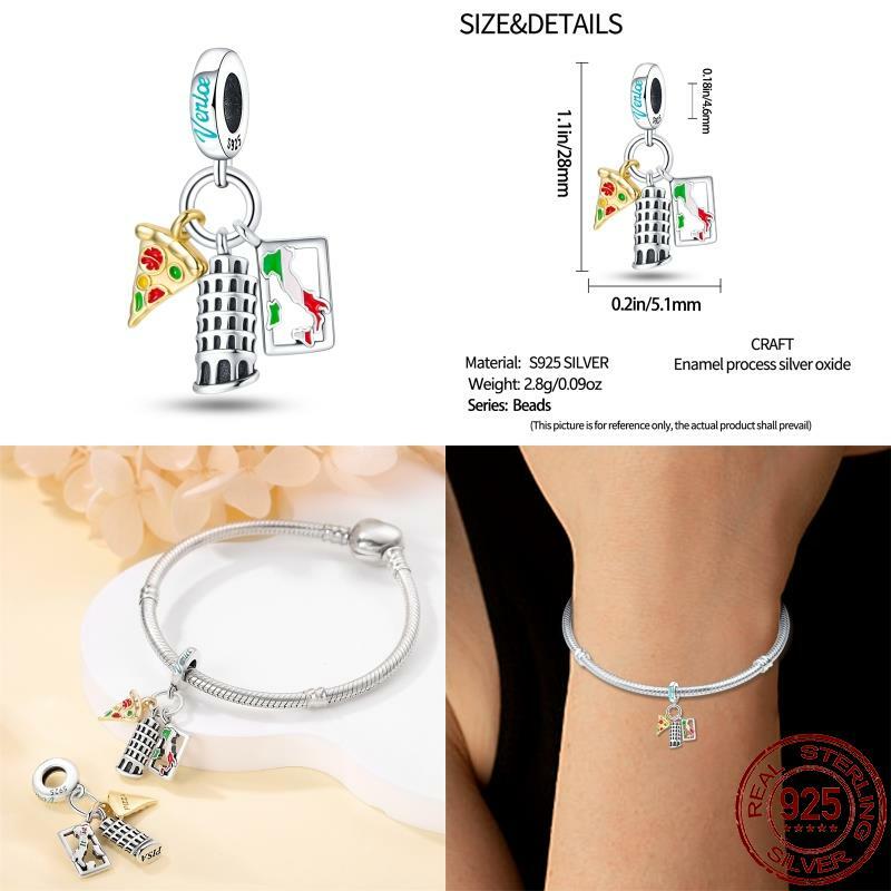 Pandach s925 Silver DIY Beads Italy Architecture Series Charm Fit Pandora 925 Original Bracelet For Women Jewelry Birthday Gift