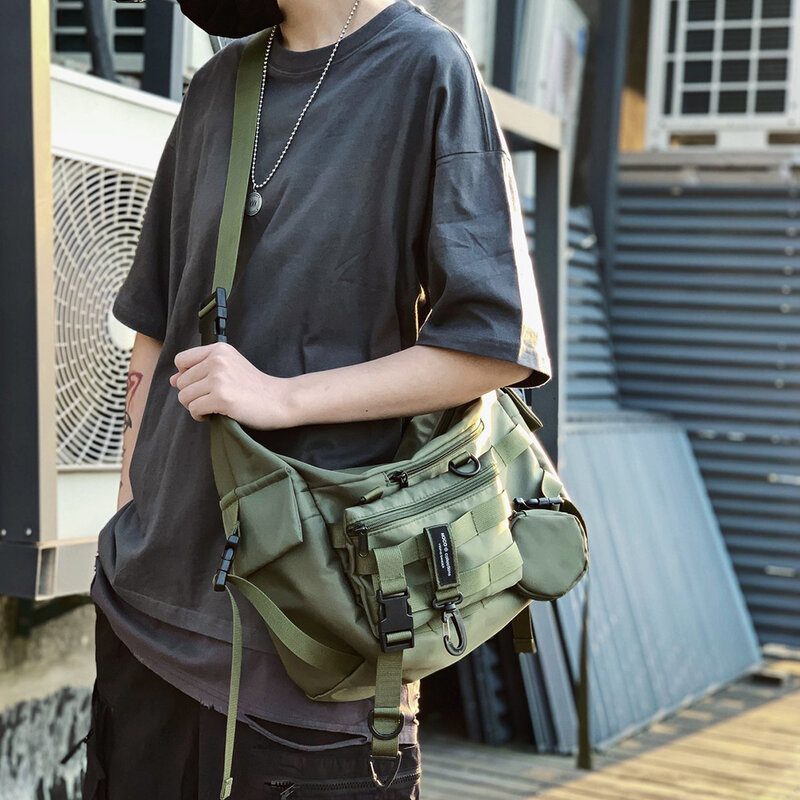 Harajuku Unisex Campus Bag Collage Student School Bags Adjustable Shoulder Strap Crossbag Lovers Daily Travel Streetwear Bags