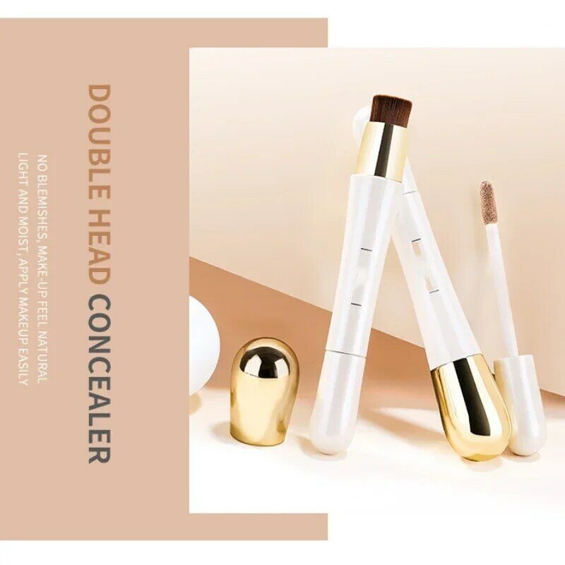 Double Head Concealer Pen Cover Spot Acne and Dark Circles Concealer with Brush Women Moisture Face Makeup Ligth and Thin
