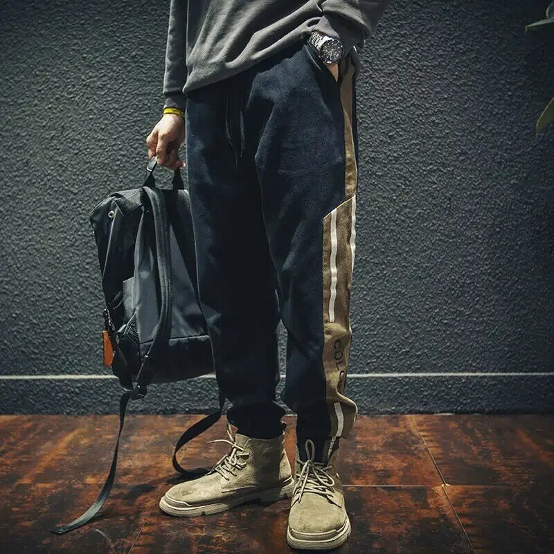 Брюки-карго для мужчин, штаны-султанки в стиле Харадзюку, Классический крой, винтажные брюки-султанки в стиле эмо, большие размеры, черные