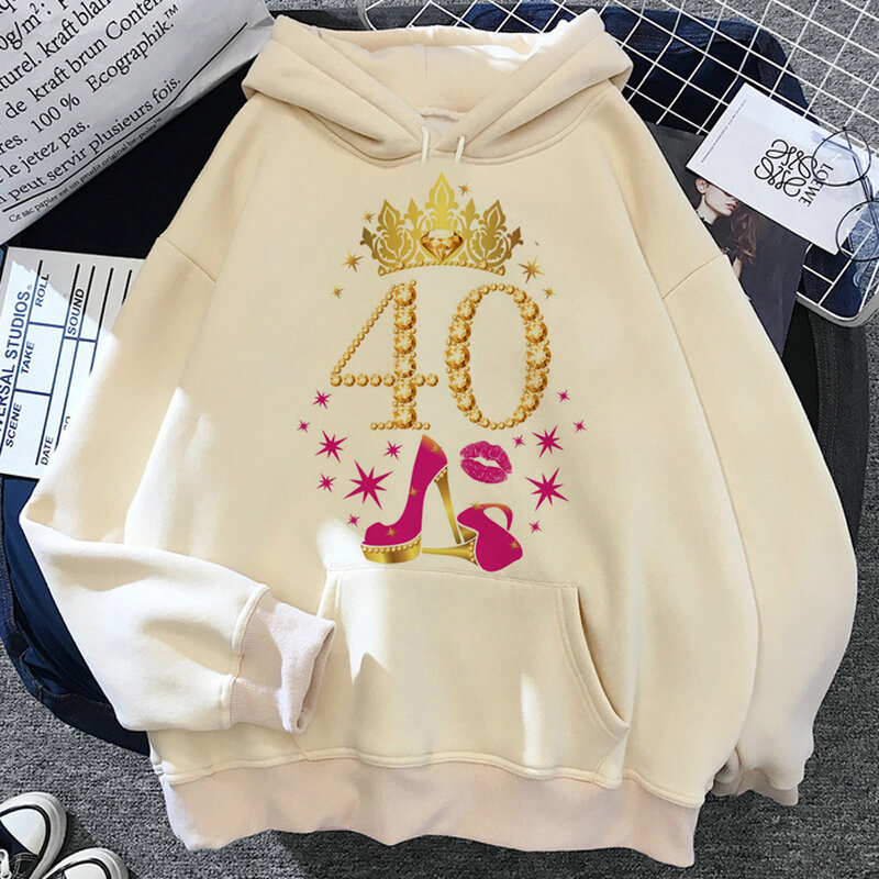 40 Ans 40th Years Birthday hoodies women 2023 long sleeve top japanese Winter  Hooded Shirt women gothic clothing