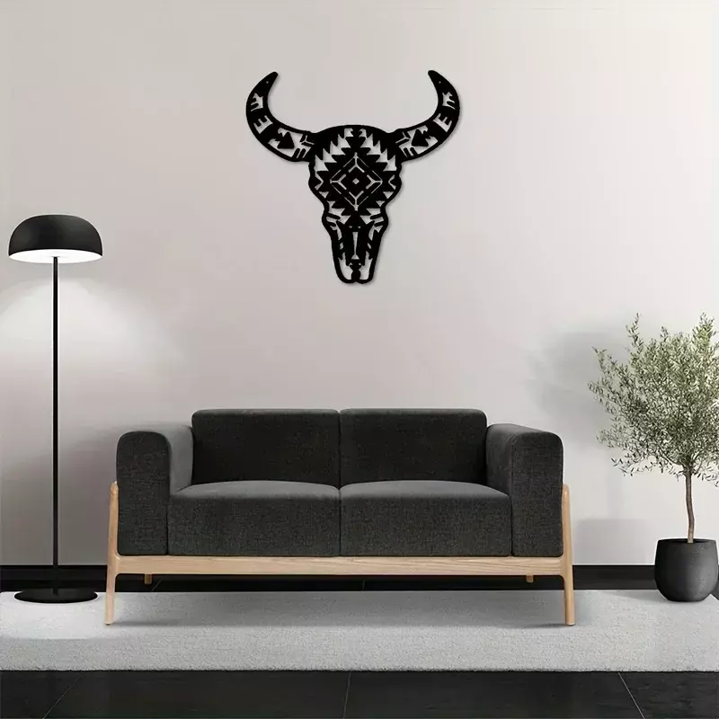 CIFBUY-Vaca Crânio Metal Wall Art, Decoração de interiores, Decoração do escritório, Ferro Hangings, Silhouett, Decoração Livingroom