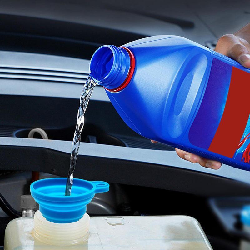 Silicone Auto Engine Funnel Gasolines Fuels Petrol Diesels Liquid Washer Fluid Change Universal Collapsible Fill Transfer Funnel
