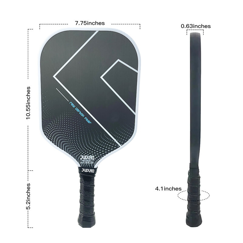 Juciao-Raw Carbon Fiber Pickleball Paddle com grande ponto doce, controle e poder, T700, 16mm