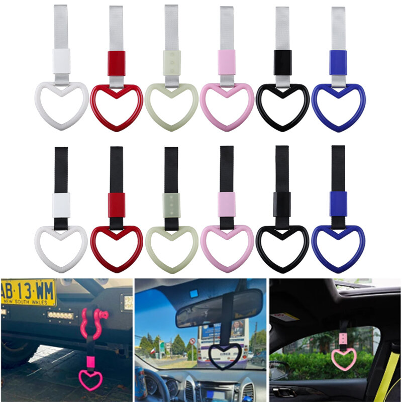 RACING JDM Tsurikawa Ring Heart Train Bus Handle Strap Drift Warning Ring Drift Charm Strap Car Styling Rear Bumper Supplies