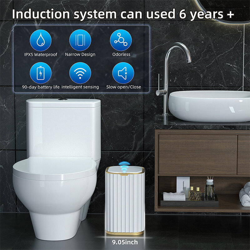 Smart Sensor bidone della spazzatura cucina bagno wc pattumiera miglior cestino impermeabile a induzione automatica con coperchio 10/15L