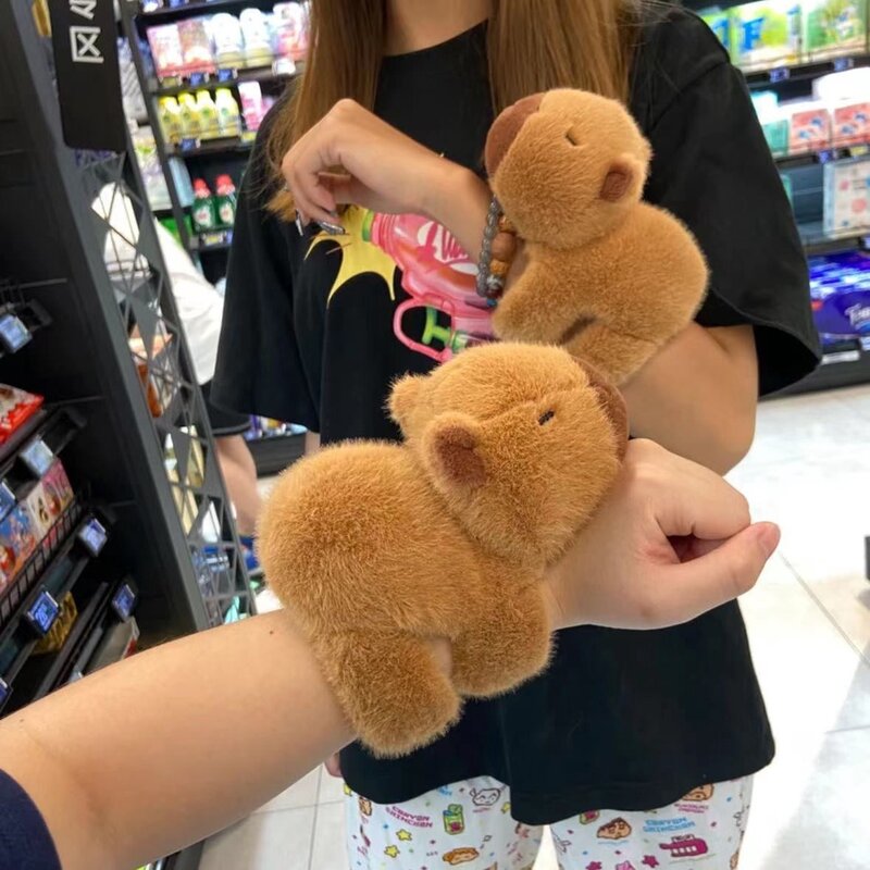Rytanda Capybara-pulsera de felpa con cierre a presión para niños, anillo de mano, círculos Pop divertidos, regalo de Navidad