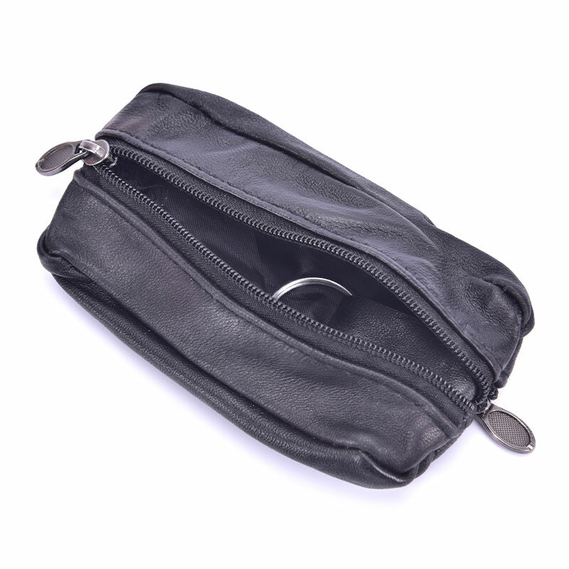 男性車のキーケース革財布コイン財布ソフトジッパー袋キーホルダーのためのマネーポケット薄型財布リングポーチカード財布