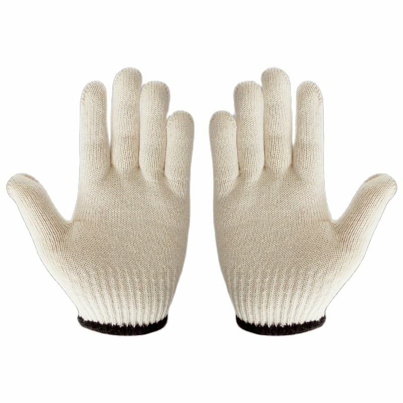 Утолщенные белые хлопчатобумажные нейлоновые защитные рабочие перчатки износостойкие противоскользящие мужские женские мужские тонкие дышащие G