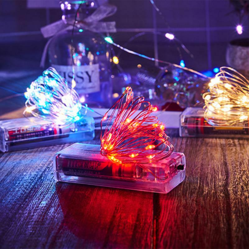 구리 와이어 스트링 2 셀 배터리 박스 와이어 라이트, 야외 화환, 크리스마스 장식, 부케, 다채로운 조명, 3M 30 LED 요정 조명