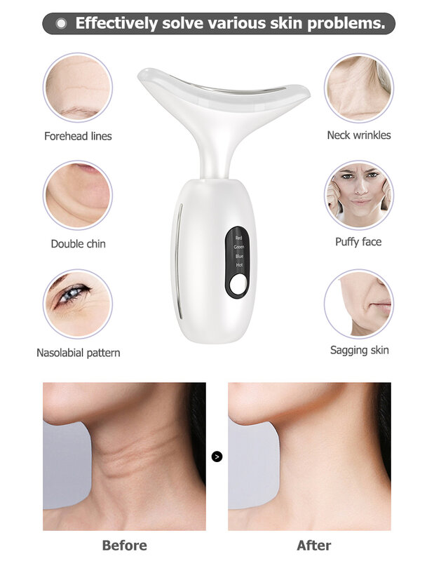 Appareil de massage portable pour le visage et le cou, alimentation du cou, lifting du visage en V, vente en gros