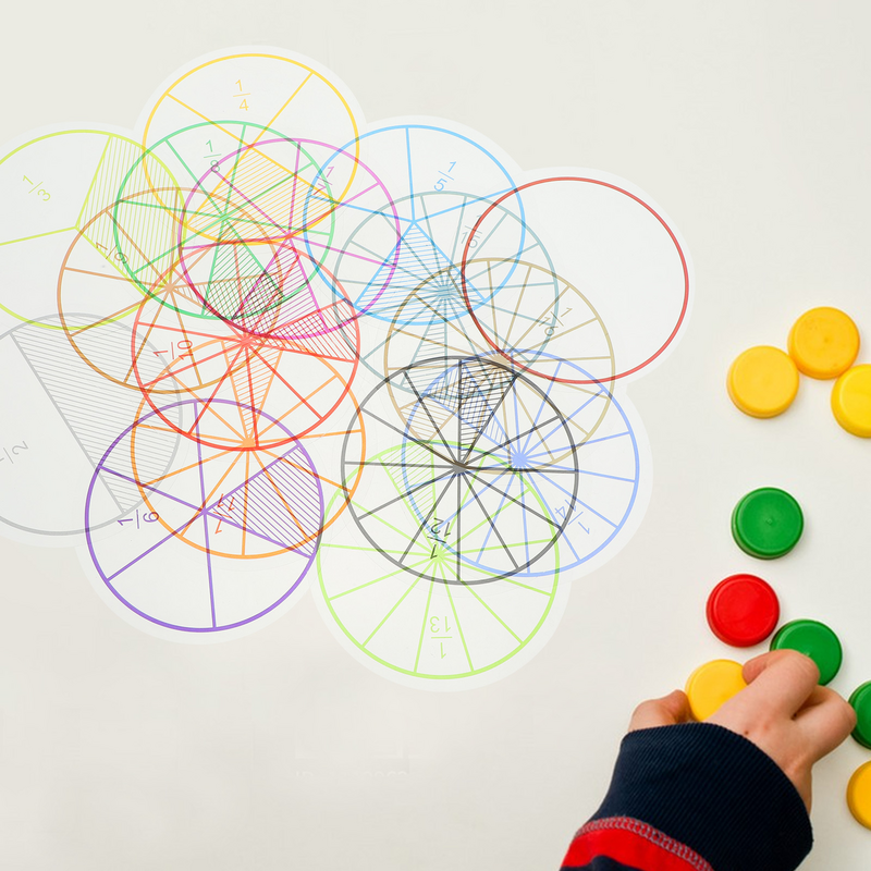 16 lembar mainan alat bantu pengajaran pecahan matematika manipulasi mainan edukasi 10cm nampan mainan edukasi untuk anak-anak Pvc