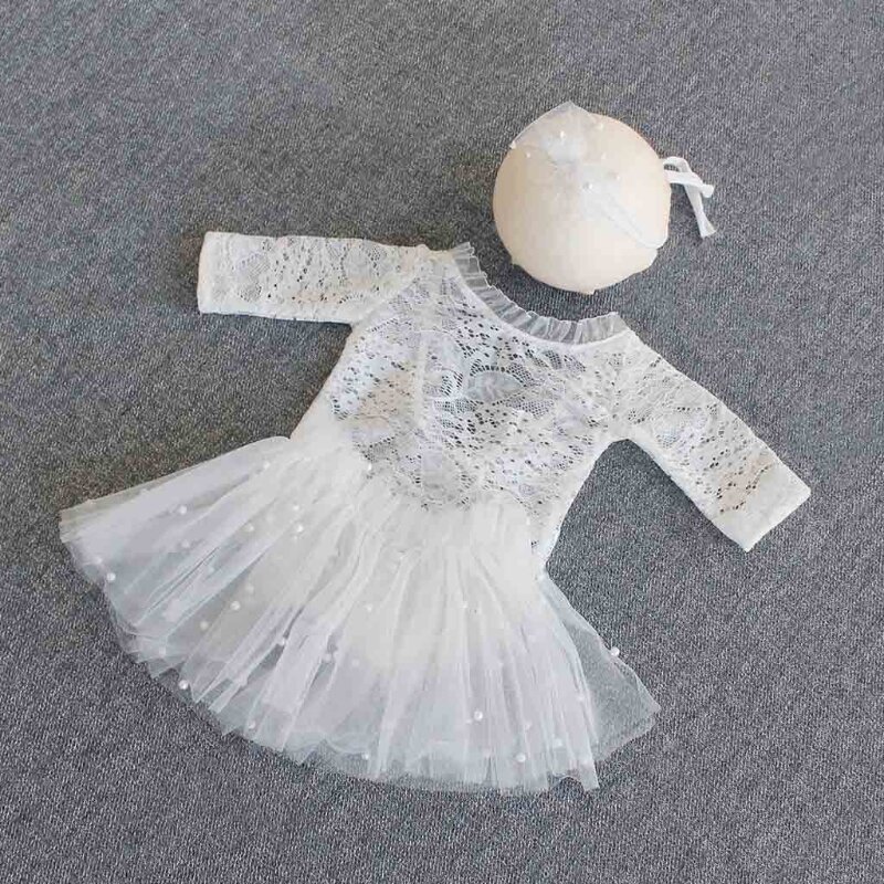 3 Pcs Newborn Photography Props Outfits Baby Lace Romper Headband Short Skirt Set Infants Photo  Bodysuit