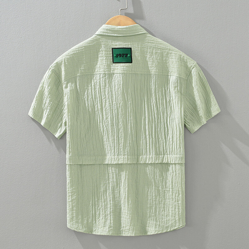 Lyocell-Chemises à manches courtes en nylon pour hommes, chemises d'été décontractées, grande taille, nouveau, 2024