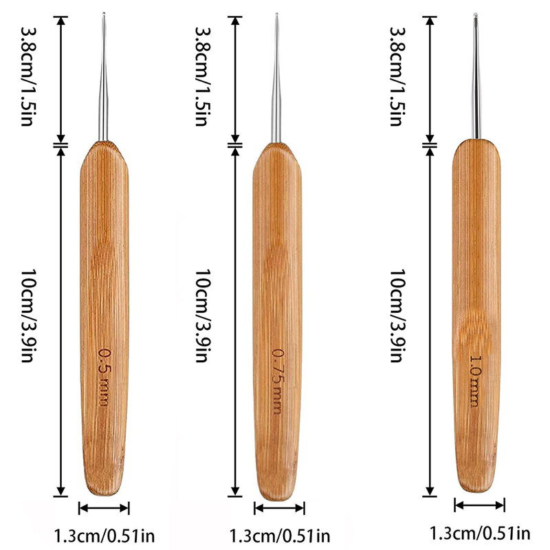 Крючок для дредов, игла для парика, 1/2/3 крючок, игла для наращивания волос, инструмент для плетения 0,5 мм/0,75 мм, бамбуковый Держатель для игл