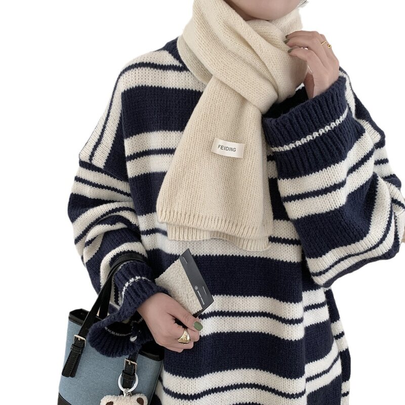 Bufanda de lana 100% de marca de lujo para hombres y mujeres, bufandas de lana Real lisas de Color sólido, bufanda de cuello cálida para mujer, chal de Cachemira 2023
