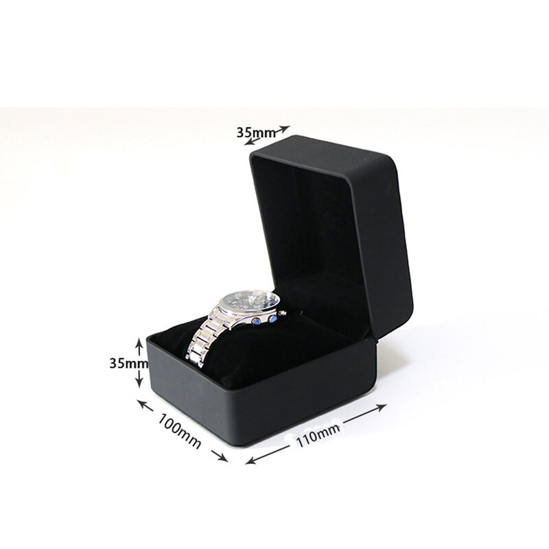 Lnofxas-Caja de regalo de reloj individual negro con almohada, organizador de reloj de pulsera de cuero PU, estuche de exhibición para hombres