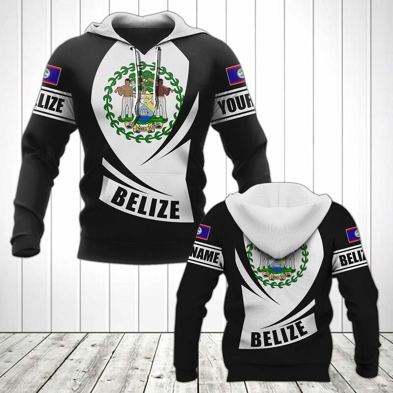 Belize Bandeira e Emblema Padrão Hoodies Para Masculino Solto Moda Masculina Camisolas Menino Roupas Casuais Oversized Streetwear