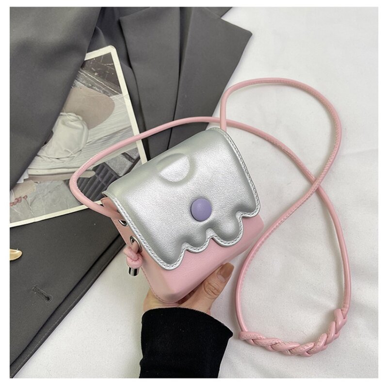 Contrast Color Messenger Bag New Candy Color PU Leather Coin Purse Flap Casual Shoulder Bag Girls