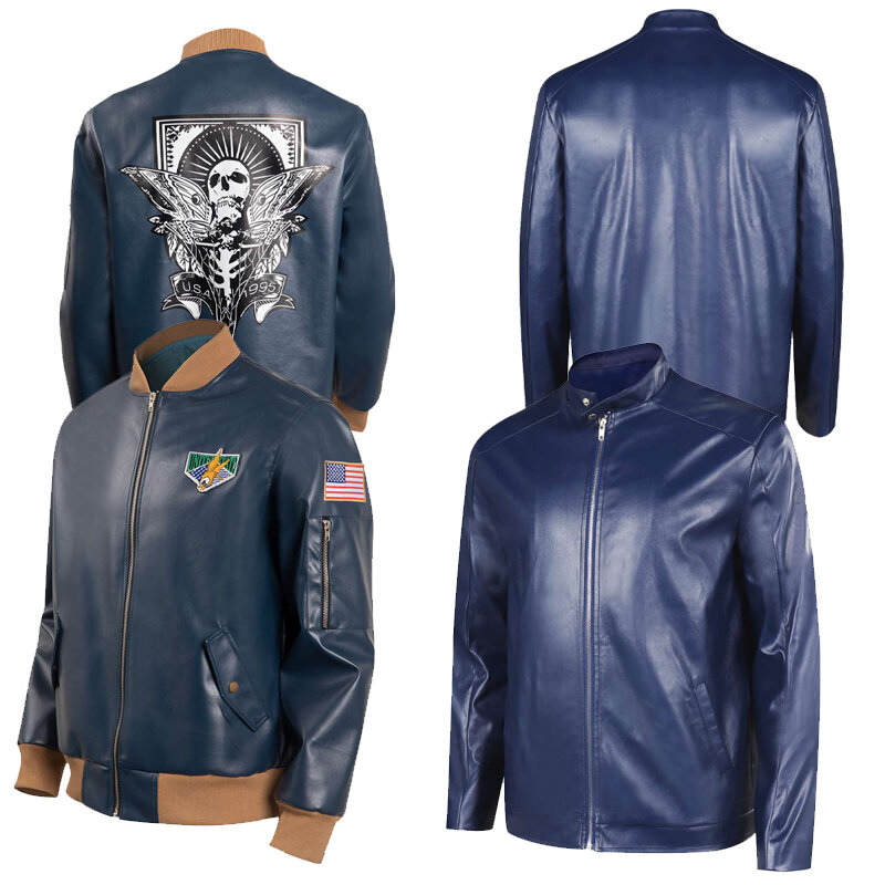 Death Island Leon S. Kennedy Cosplay Blue Jacket Costume Shirt Game Biohazard Male Coat Outfits Halloween Party Suit