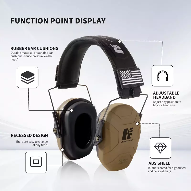 ARM PRÓXIMO-Auscultadores para caça, auriculares táticos, proteção auricular, redução de ruído, protetores para os ouvidos, silicone, série V40