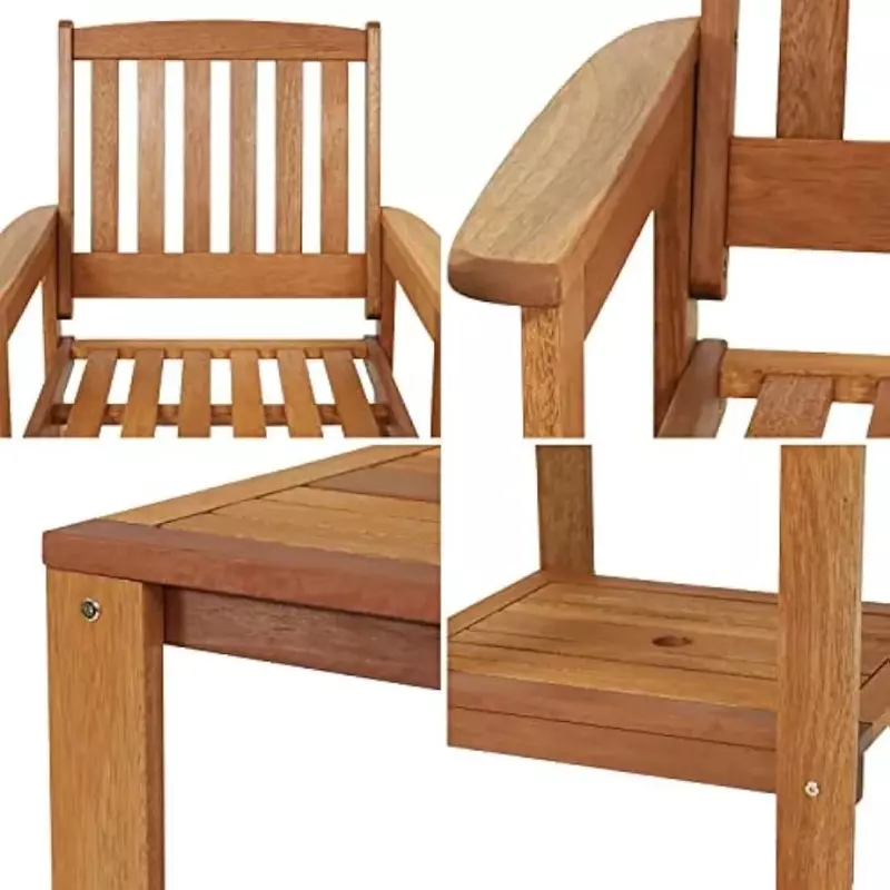 .CFurniture-Ensemble d'extérieur en bois Meranti, 2 chaises et 1 table, finition à l'huile de teck, pour camping, 3 pièces