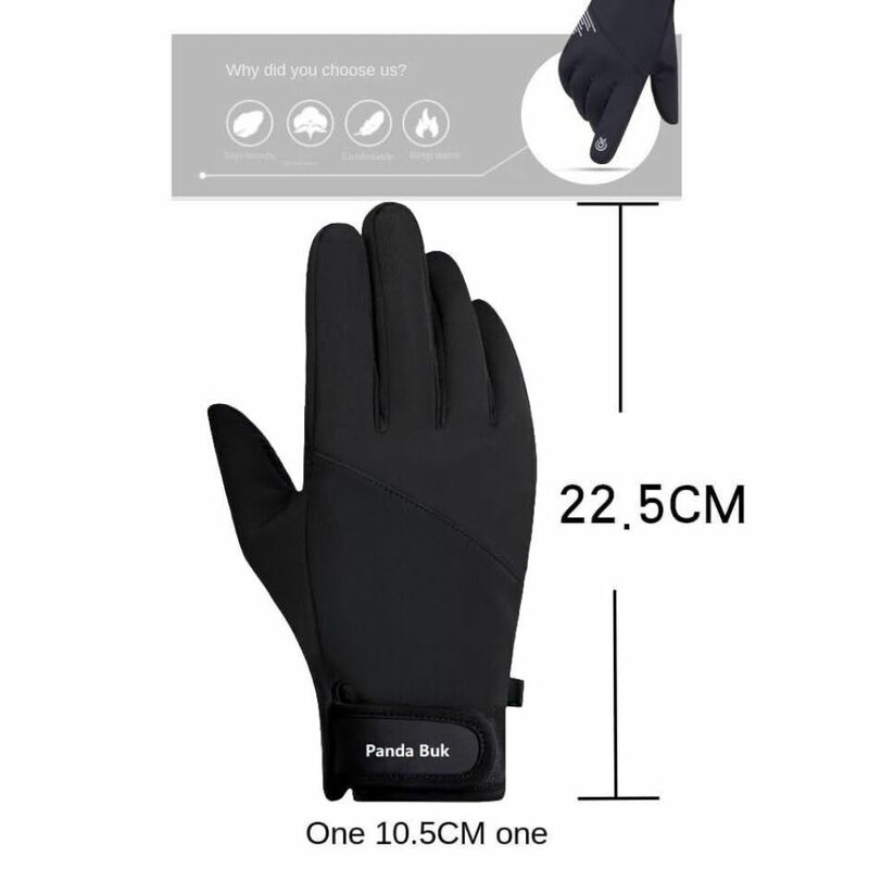 1Pair Fleece Lined Winter Men Gloves Fashion Thicken Windproof Touch Screen Gloves Waterproof Anti-slip Outdoor Cycling Gloves