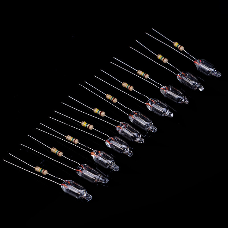 20 pces lâmpadas indicadoras de néon 6*16mm luz de néon fulgor indicador de alimentação padrão vermelho diminuto bulbo de néon indicação com resistor 220v