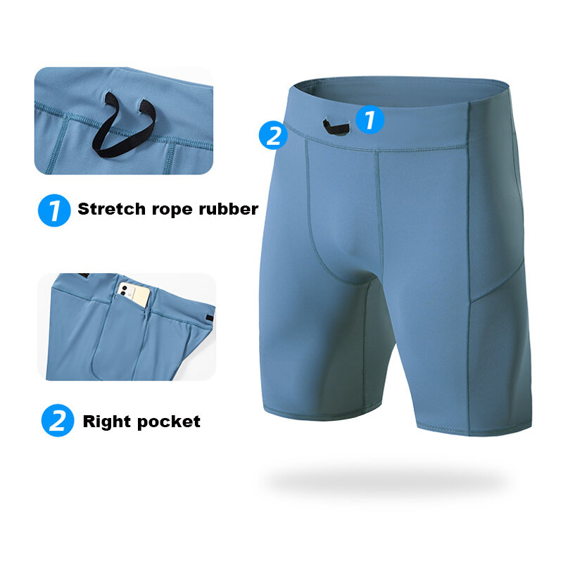 Shorts de compression à séchage rapide pour hommes, collants de musculation, leggings de fitness, taille élastique, bas de sport, gym, course à pied