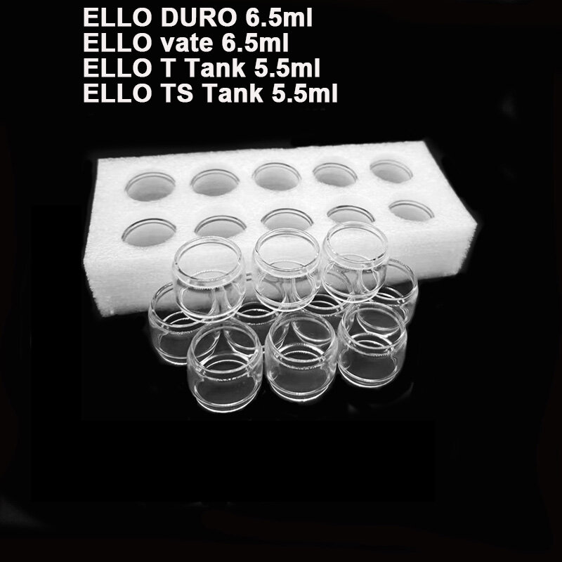 10 Pieces Bubble Fat Glass Tank For ELLO DURO 6.5ml ELLO Vate ELLO TS T Tank Replacement Glass Tank Container