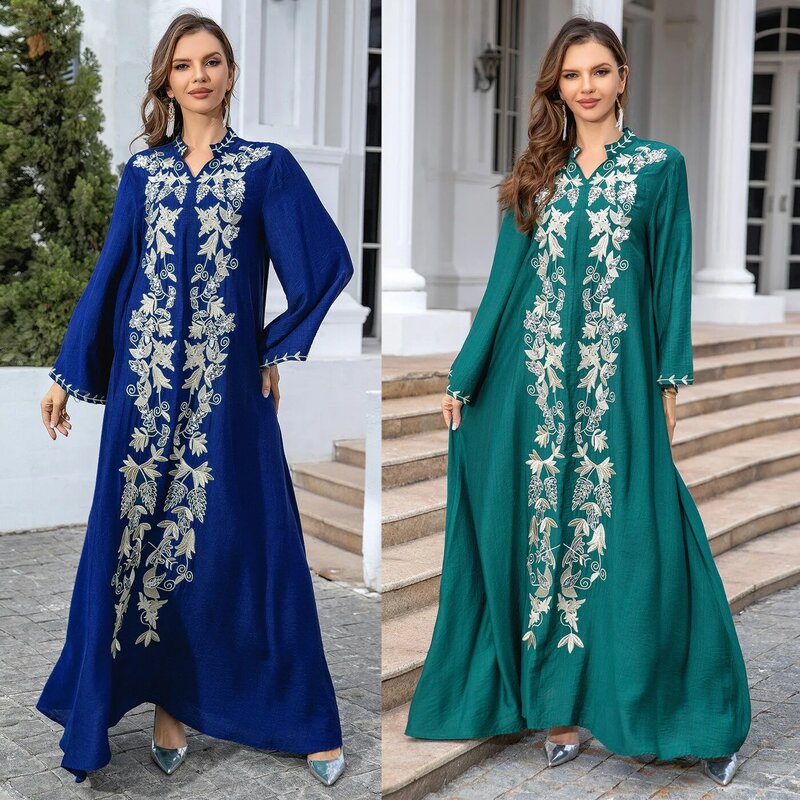 Light Luxury Embroidered Evening Dress for Women Arabia Dubai Abayas Party Kaftan Muslim Dress Women Clothes for Muslim Women