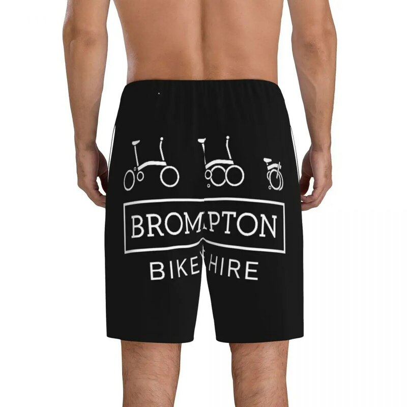 Custom Printed Bromptons Folding Bike Pajama Shorts Men Logo Sleepwear Bottoms Sleep Short Pjs with Pockets