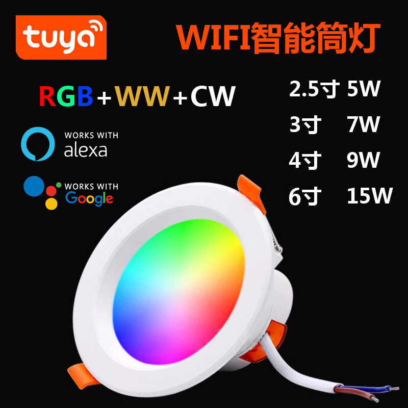 Tuya-Luz embutida de teto LED embutida Bluetooth, lâmpada, escurecimento de manchas, RGB, Wi-Fi, CA 110V, 220V, 5W, 7W, 9W, 15W