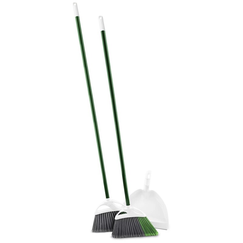 Libman 정밀 앵글 빗자루 및 먼지 팬 밸류 팩, 녹색 및 흰색