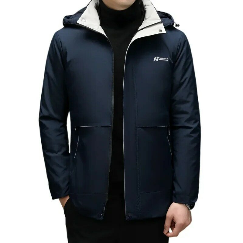 男性用ルーズフィットコットンポロカラーコート、防風パーカー、耐寒性、暖かい、大、衣類