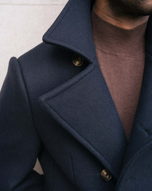 Autumn Winter Long Coat For Men Peak Lapel Groom Wear Slim Fit Woolen Tuxedos Overcoat Business Office Only Jacket